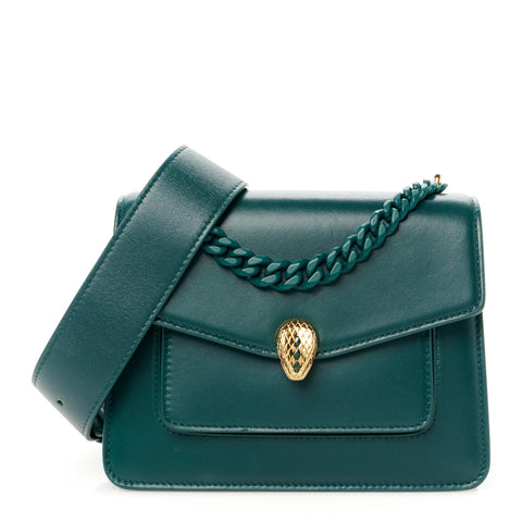 Nappa Monochrome Serpenti Forever Maxi Chain Crossbody Bag Green