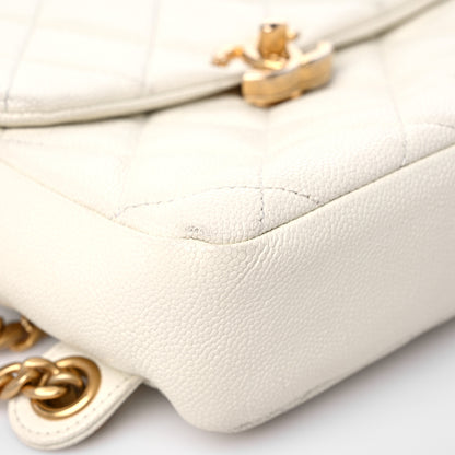 Chanel Shiny Caviar Quilted Chain Melody Backpack White 8 of 15