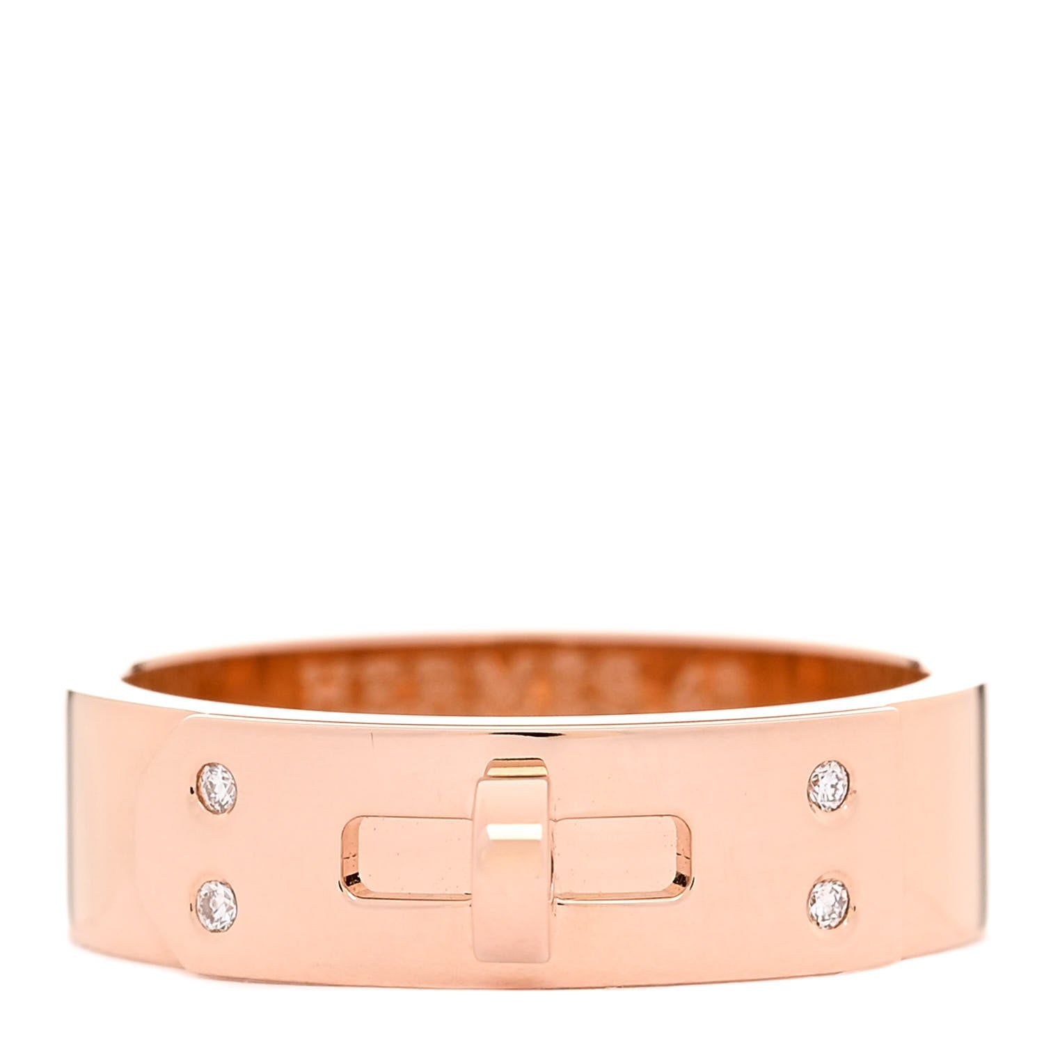 Hermes 18K Rose Gold Diamond PM Kelly Ring 48 4.5 1 of 5