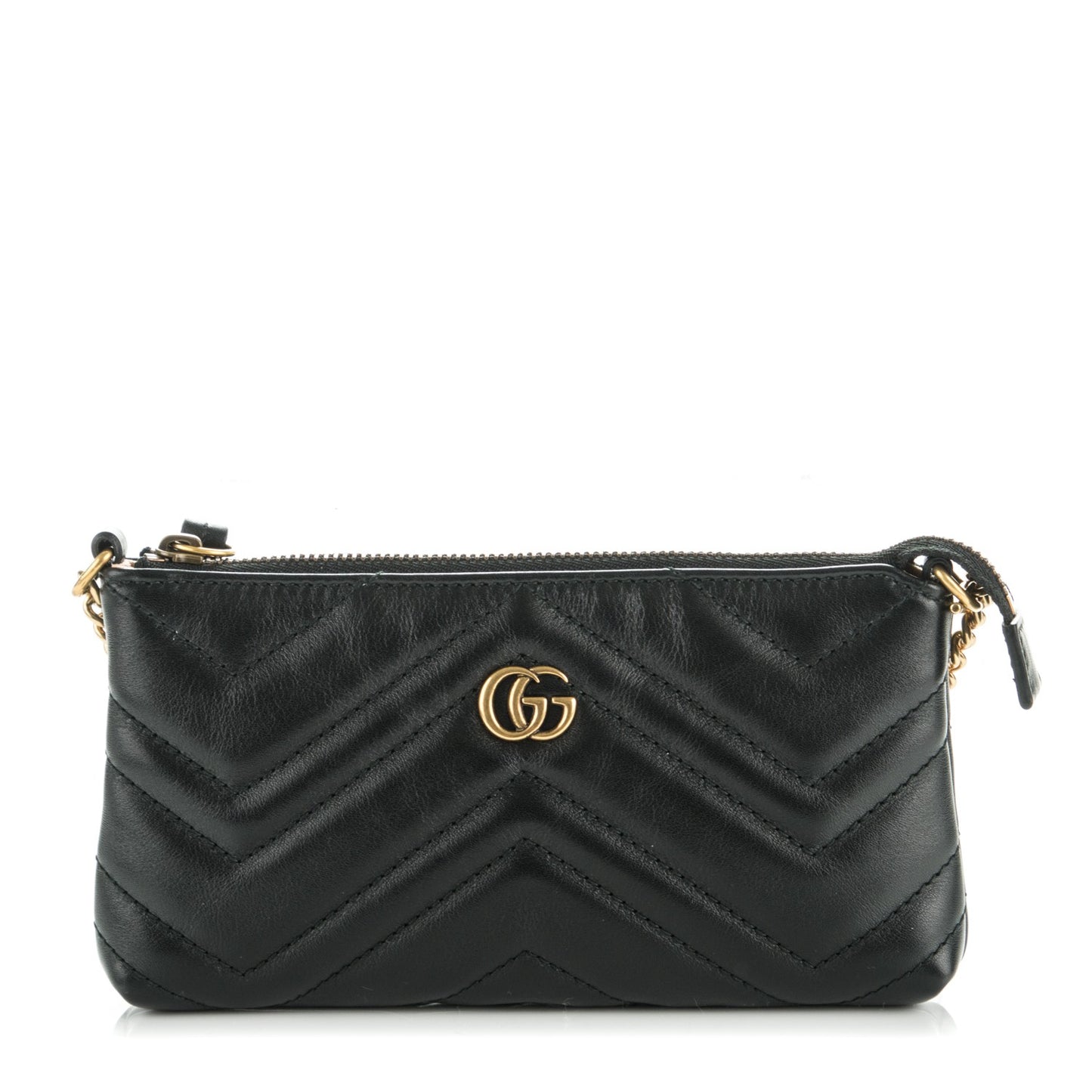 Calfskin Matelasse Mini GG Marmont Chain Bag Black