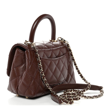 Chanel Caviar Quilted Extra Mini Coco Handle Flap Dark Brown 3 of 10