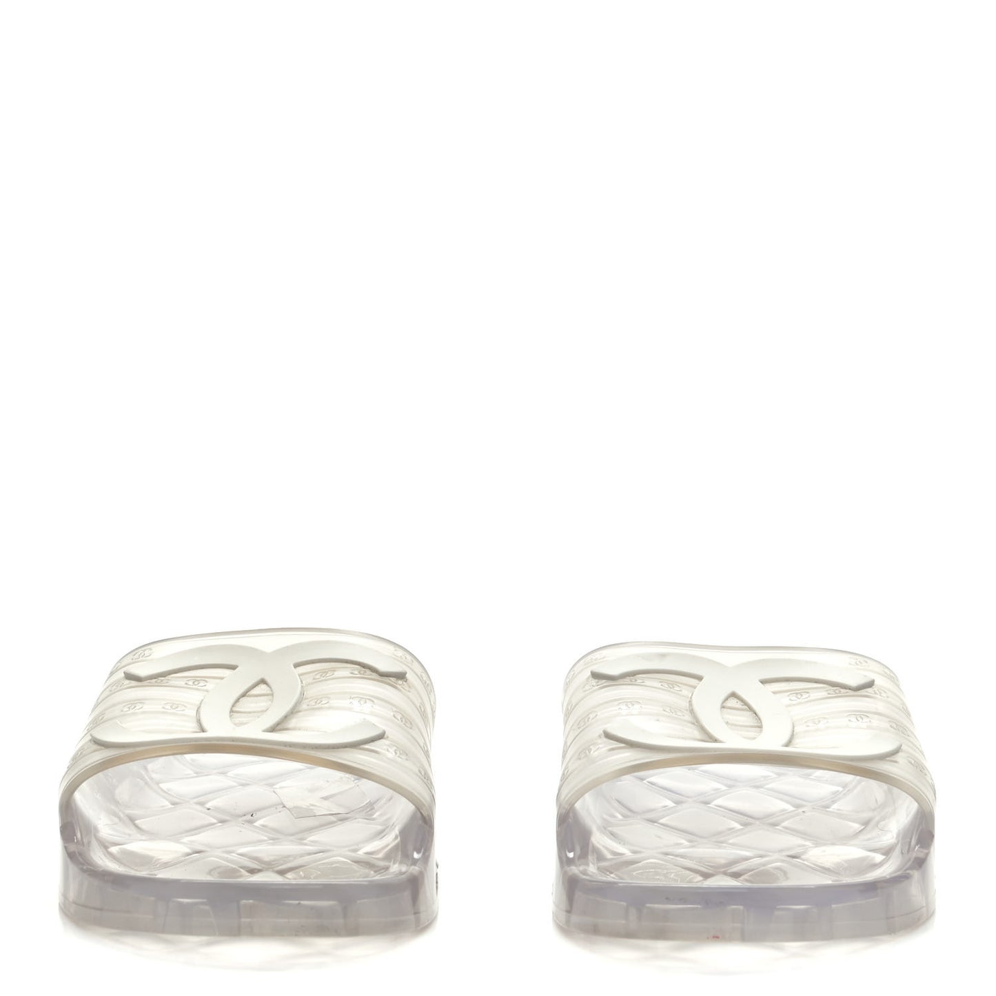 PVC Transparent CC Flat Slide Sandals White
