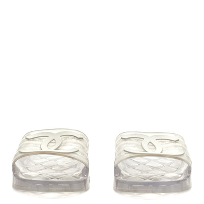 Chanel PVC Transparent CC Flat Slide Sandals White 4 of 9