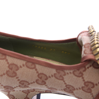 Gucci Monogram Vintage Effect Double G Pumps 37 Beige Ruggine 17 of 17