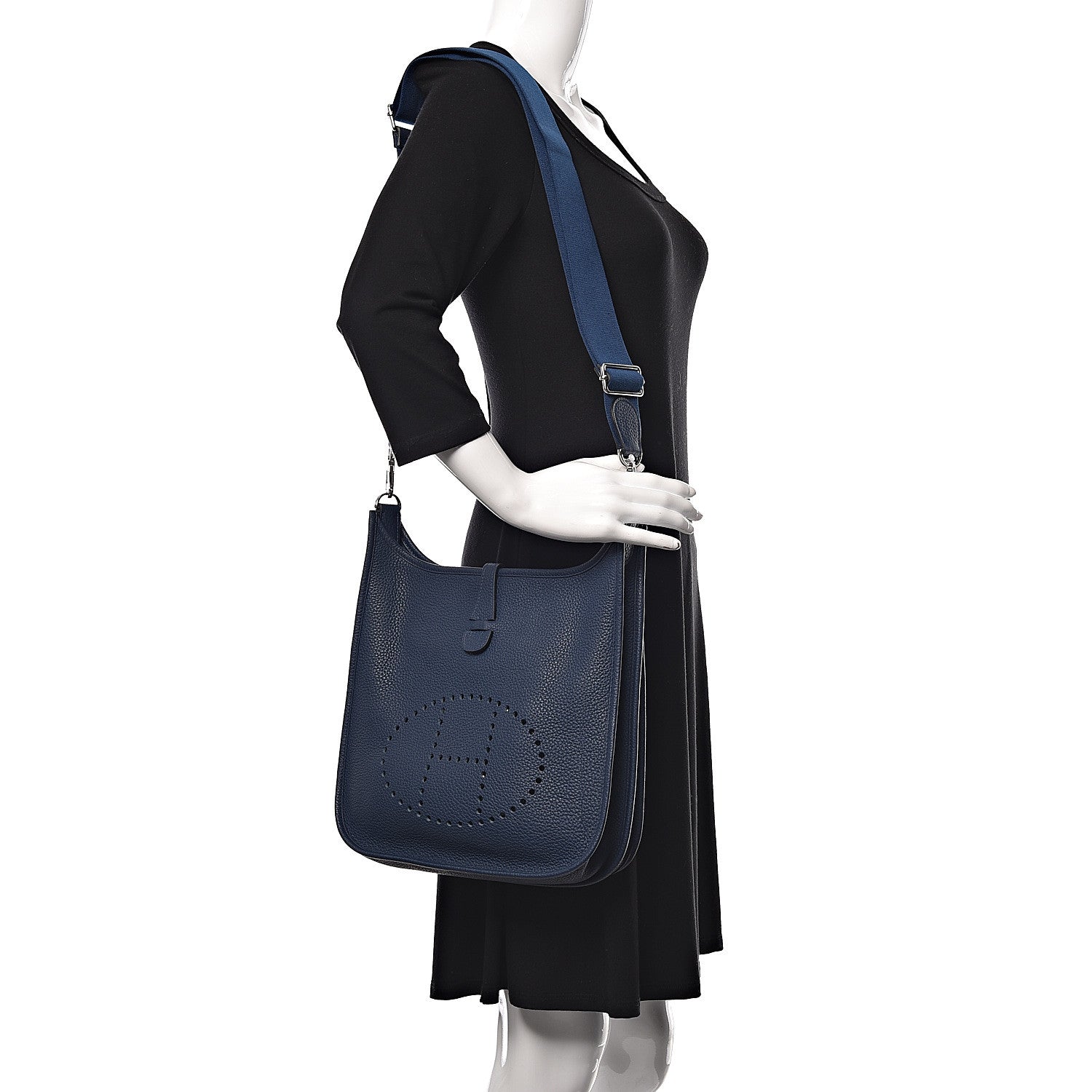Hermes Taurillon Clemence Evelyne III PM Bleu De Malte 2 of 11
