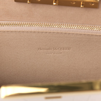 Alexander McQueen Calfskin Crocodile Embossed Knuckle Flat Clutch Off White Gold 8 of 10