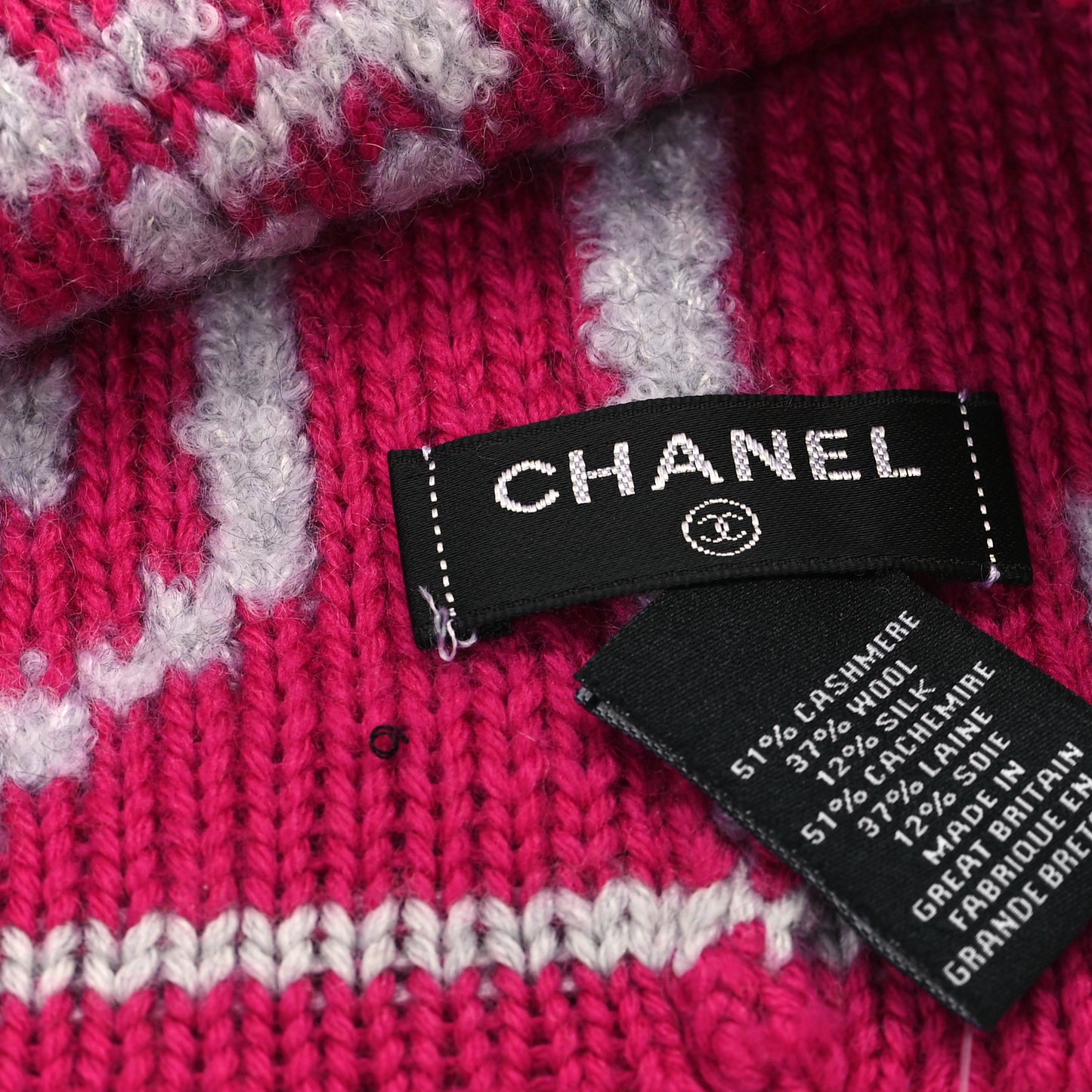 Wool Cashmere Logo Beanie Hat Light Grey Pink
