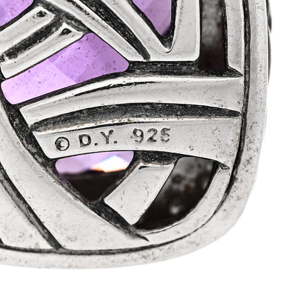 David Yurman Sterling Silver Diamond Amethyst 17mm Albion Enhancer Pendant 4 of 4