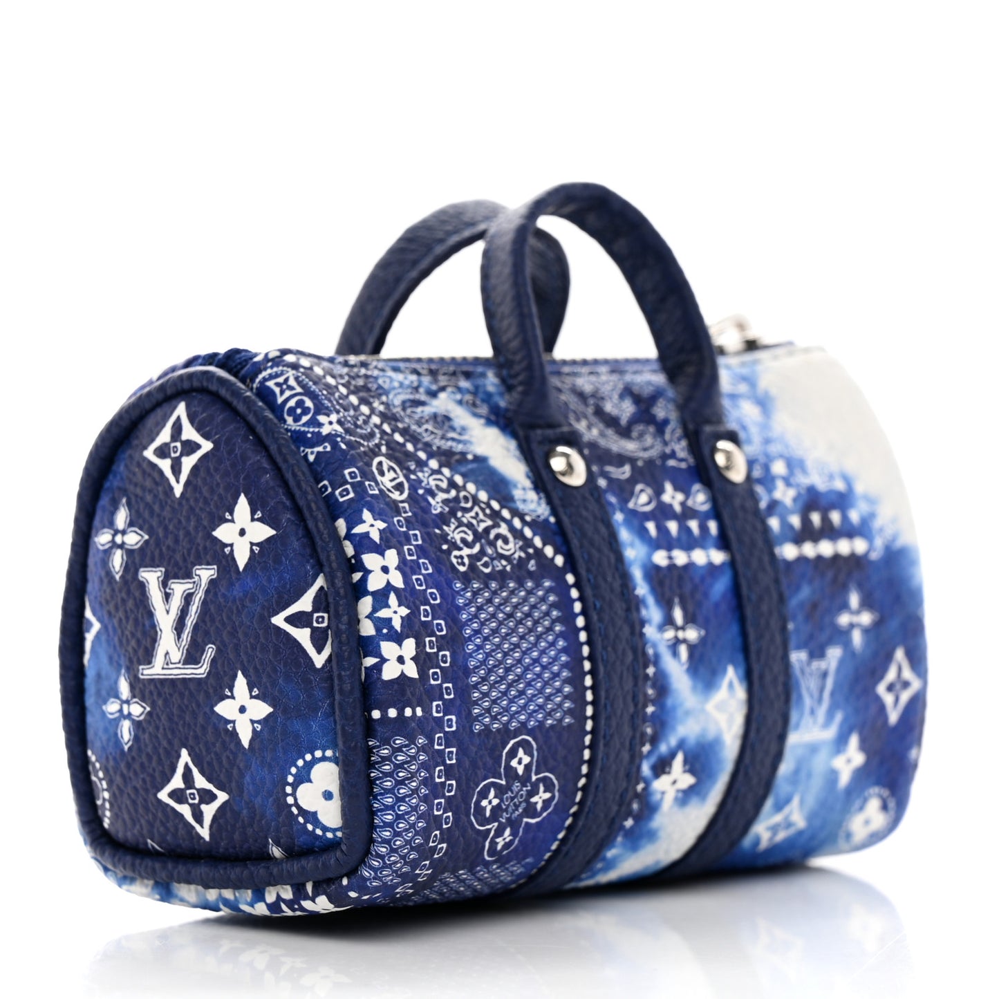 Monogram Bandana Mini Keepall Bag Charm Key Holder Blue