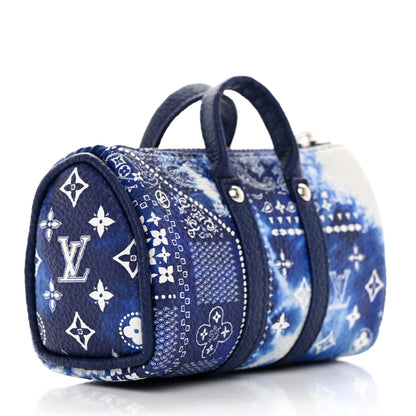 Louis Vuitton Monogram Bandana Mini Keepall Bag Charm Key Holder Blue 4 of 10