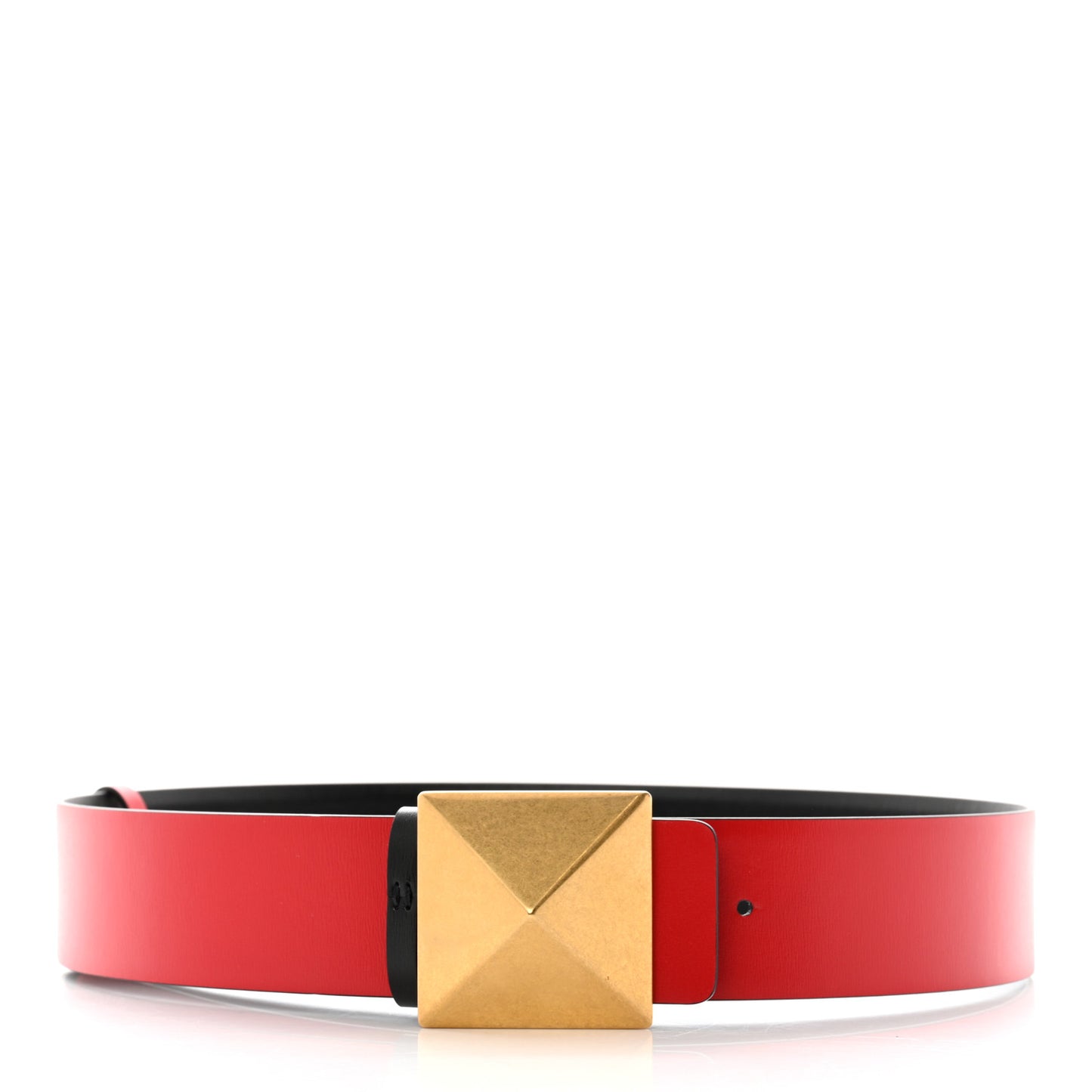 Glossy Calfskin One Stud Reversible Belt 70 28 Black Pure Red