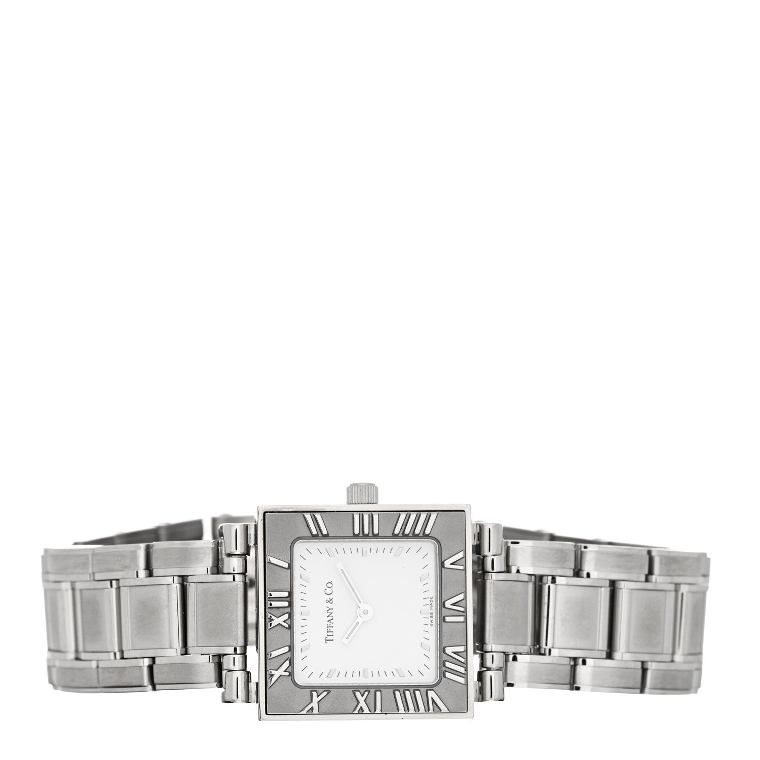 Tiffany Stainless Steel 23mm Atlas Square Quartz Watch White 2 of 5