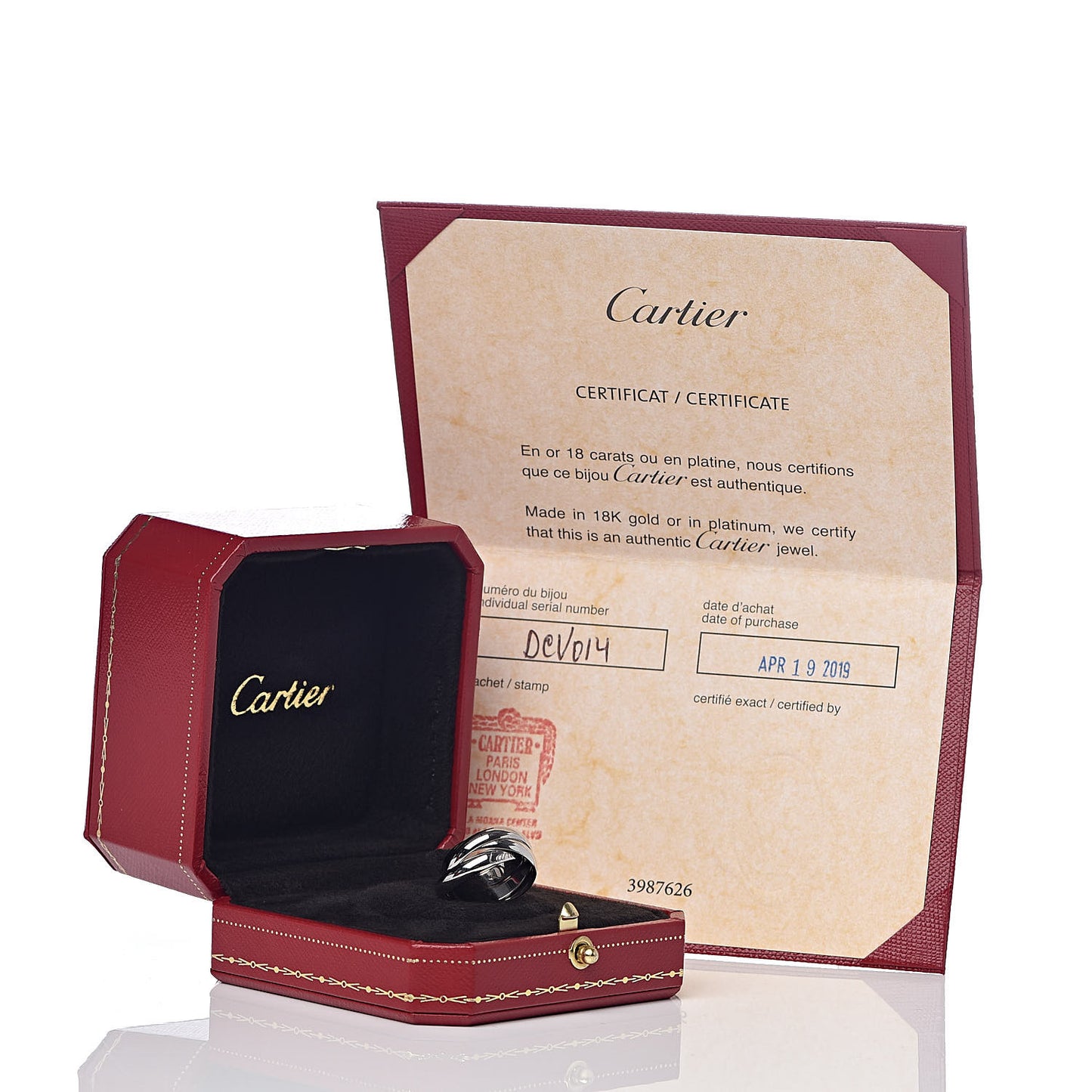 18K White Gold Classic Trinity Ring 49 4.75