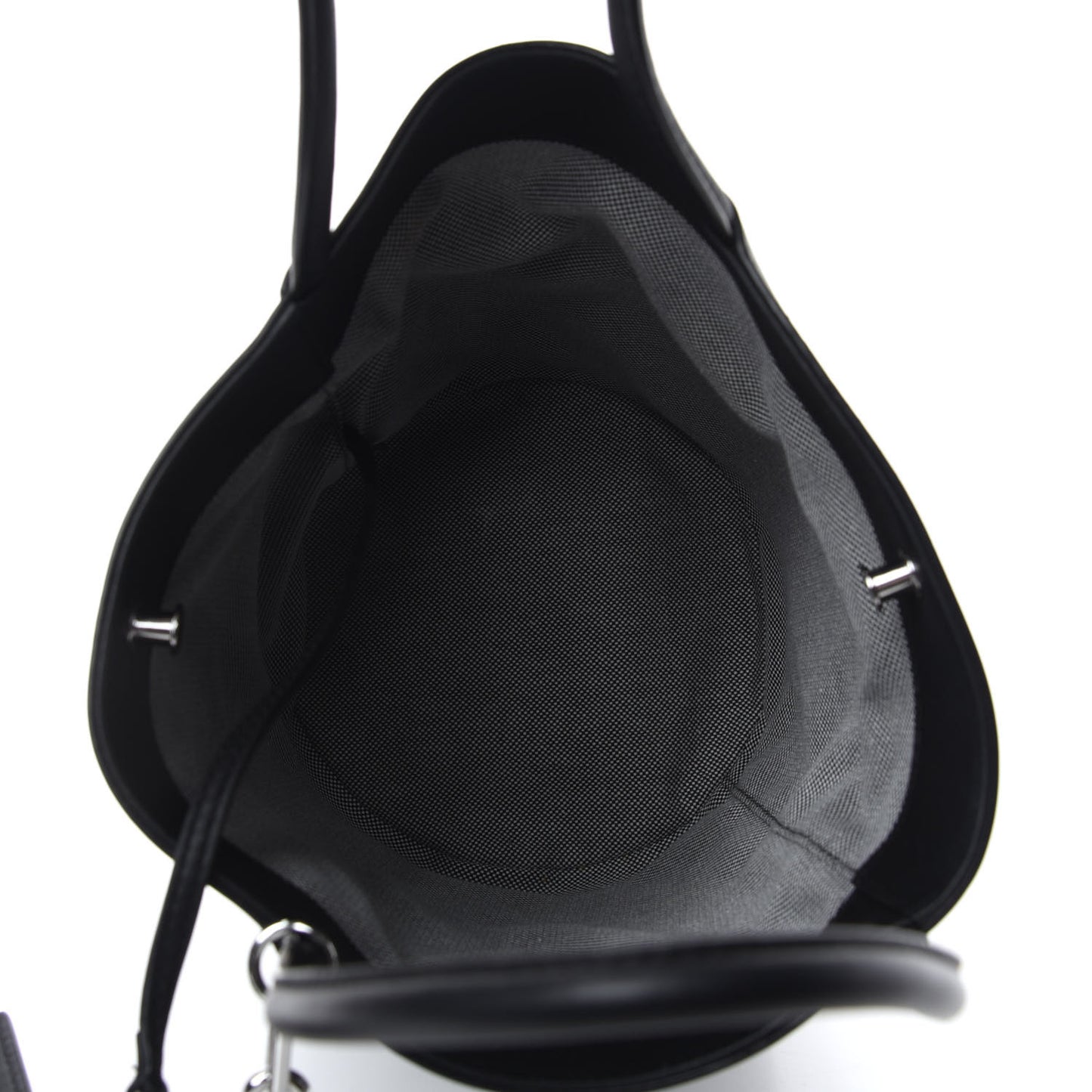 Calfskin Roxy Large Chain Bucket Black Silver Hardware