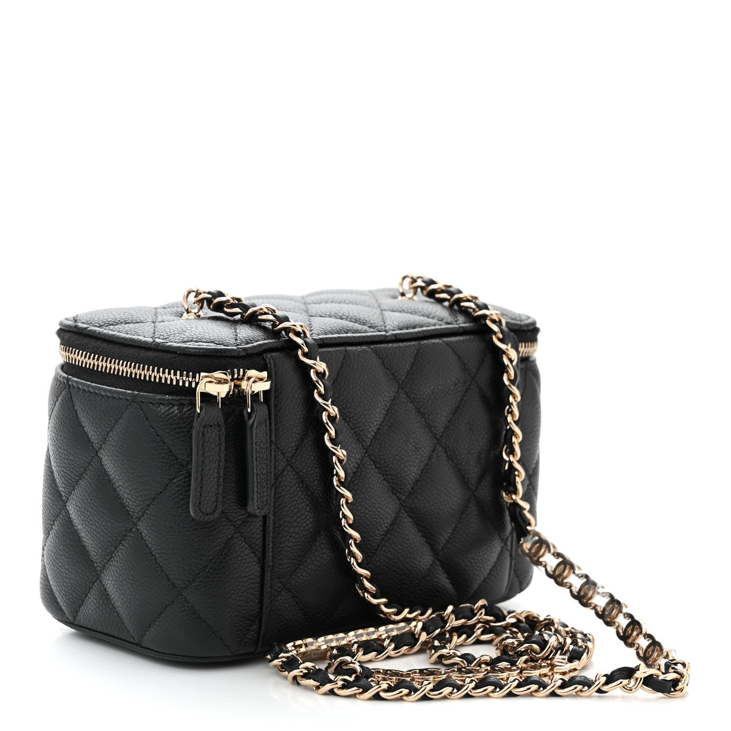 Chanel Caviar Quilted Small Tiny CC Vanity Case With Chain Black 3 of 12