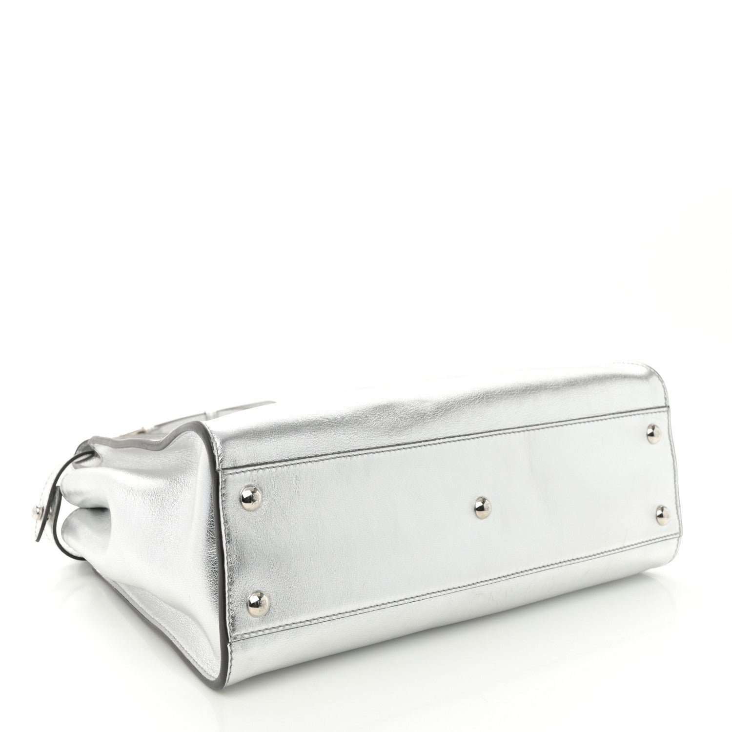 Fendi Vitello Catalan Mirror Medium Peekaboo Iconic Satchel Argento 4 of 10