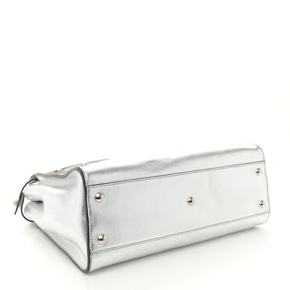 Fendi Vitello Catalan Mirror Medium Peekaboo Iconic Satchel Argento 4 of 10