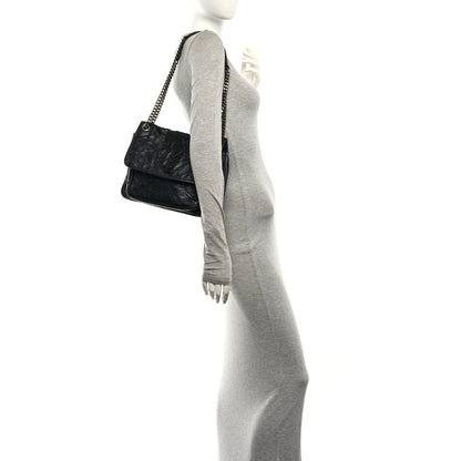 Saint Laurent Crinkled Calfskin Matelasse Monogram Medium Niki Chain Satchel Storm 2 of 9
