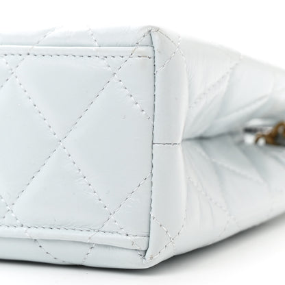 Chanel Shiny Aged Calfskin Quilted Nano Kelly Shopper Light Blue 10 of 12