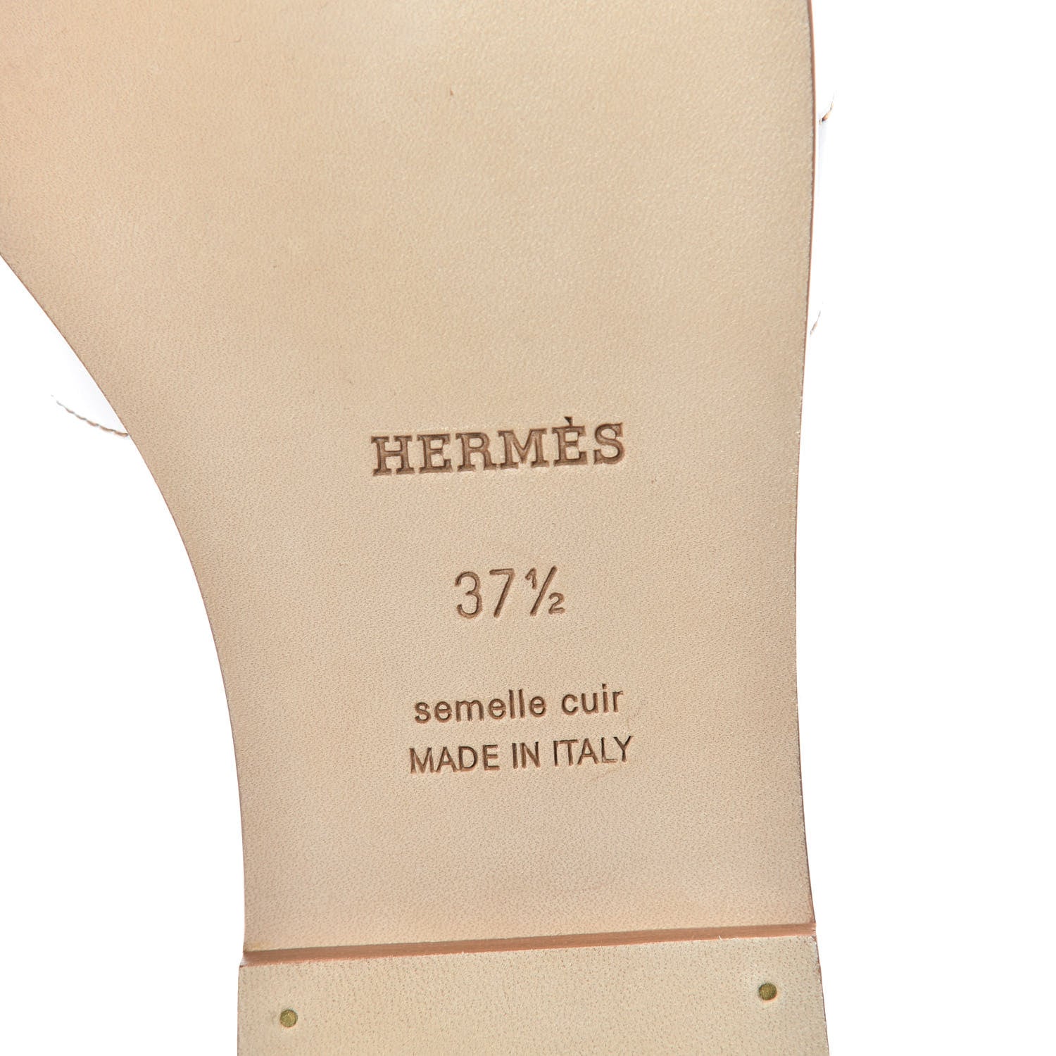 Hermes Box Calfskin Oran Sandals 37.5 White 6 of 7