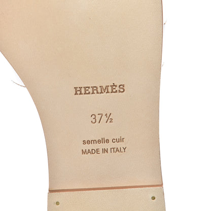 Hermes Box Calfskin Oran Sandals 37.5 White 6 of 7