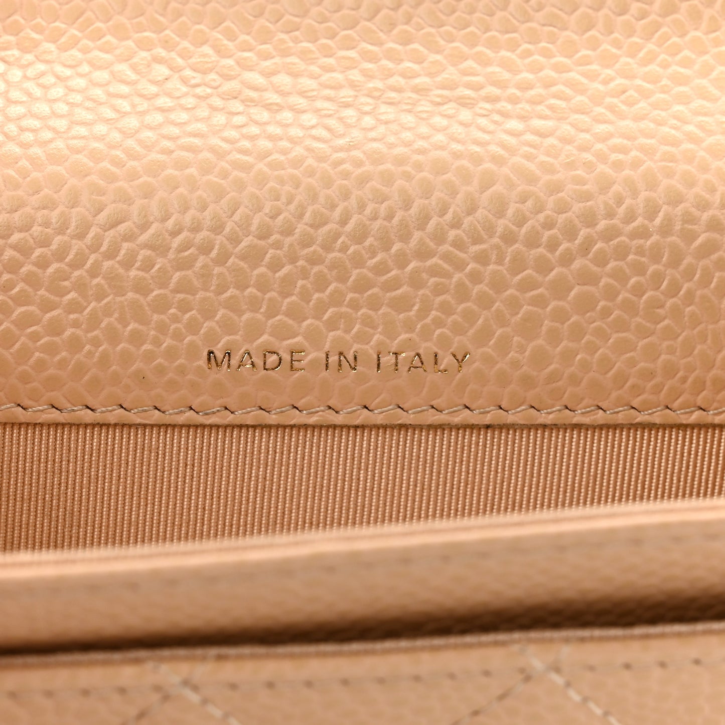 Caviar Quilted Flap Card Holder Wallet Beige