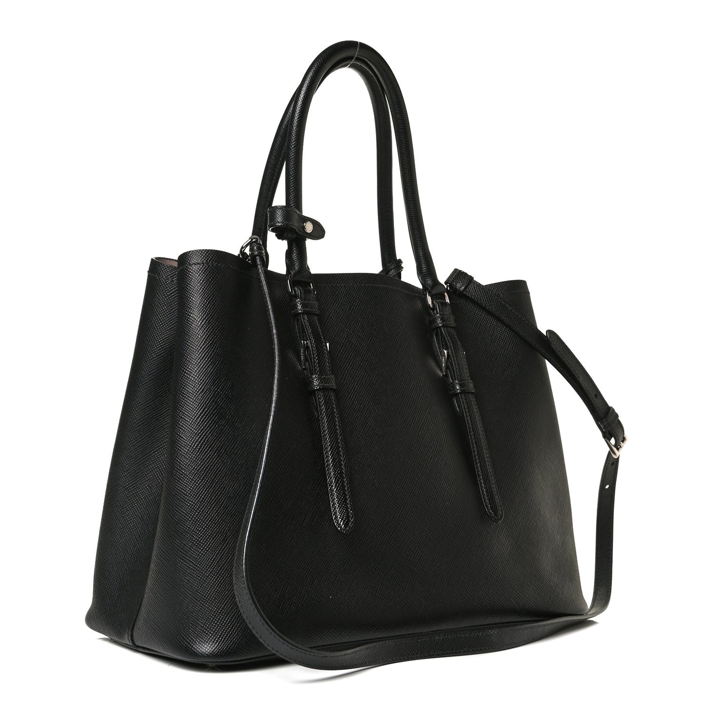 Saffiano Cuir Large Double Bag Black Mughetto
