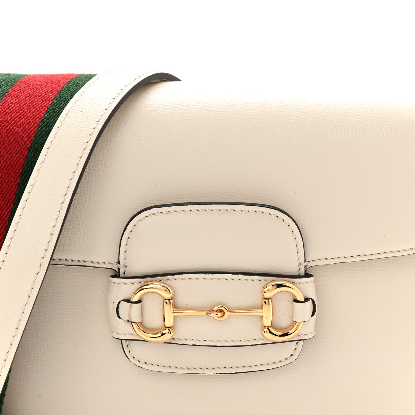 Azalea Calfskin Web Mini Horsebit 1955 Shoulder Bag Mystic White