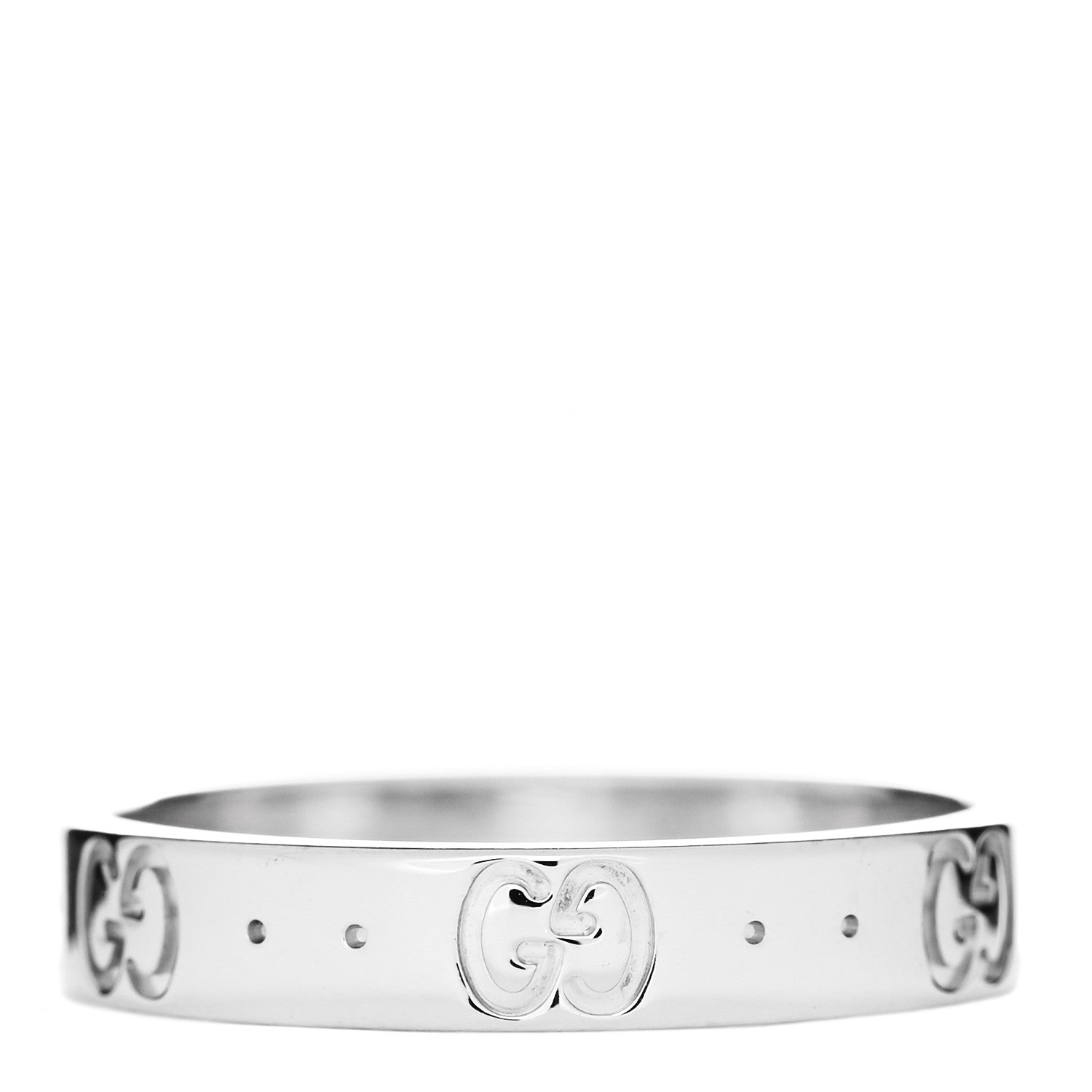 Gucci 18K White Gold 4mm Icon Thin Band Ring 59 8.75 1 of 6