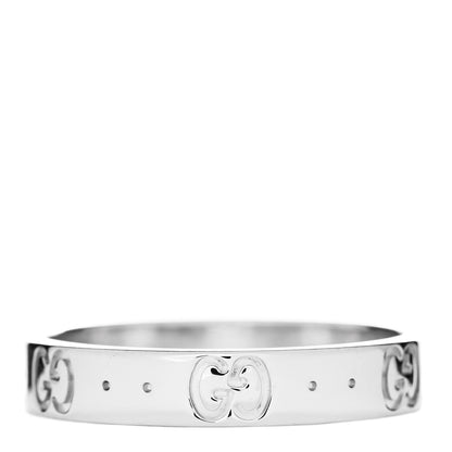 Gucci 18K White Gold 4mm Icon Thin Band Ring 59 8.75 1 of 6