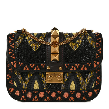 Valentino Garavani Vitello Beaded Small Glam Lock Rockstud Flap Black Multicolor 2 of 24