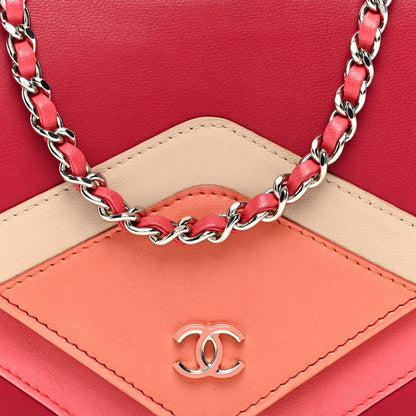 Chanel Lambskin Chevron Wallet On Chain WOC Dark Pink Multicolor 8 of 15