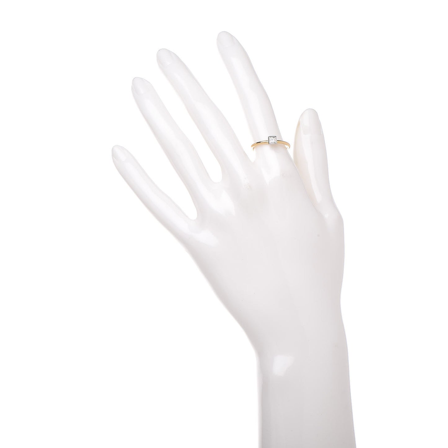 18K Yellow Gold Platinum Diamond .15ct Square Bezet Ring 52 6