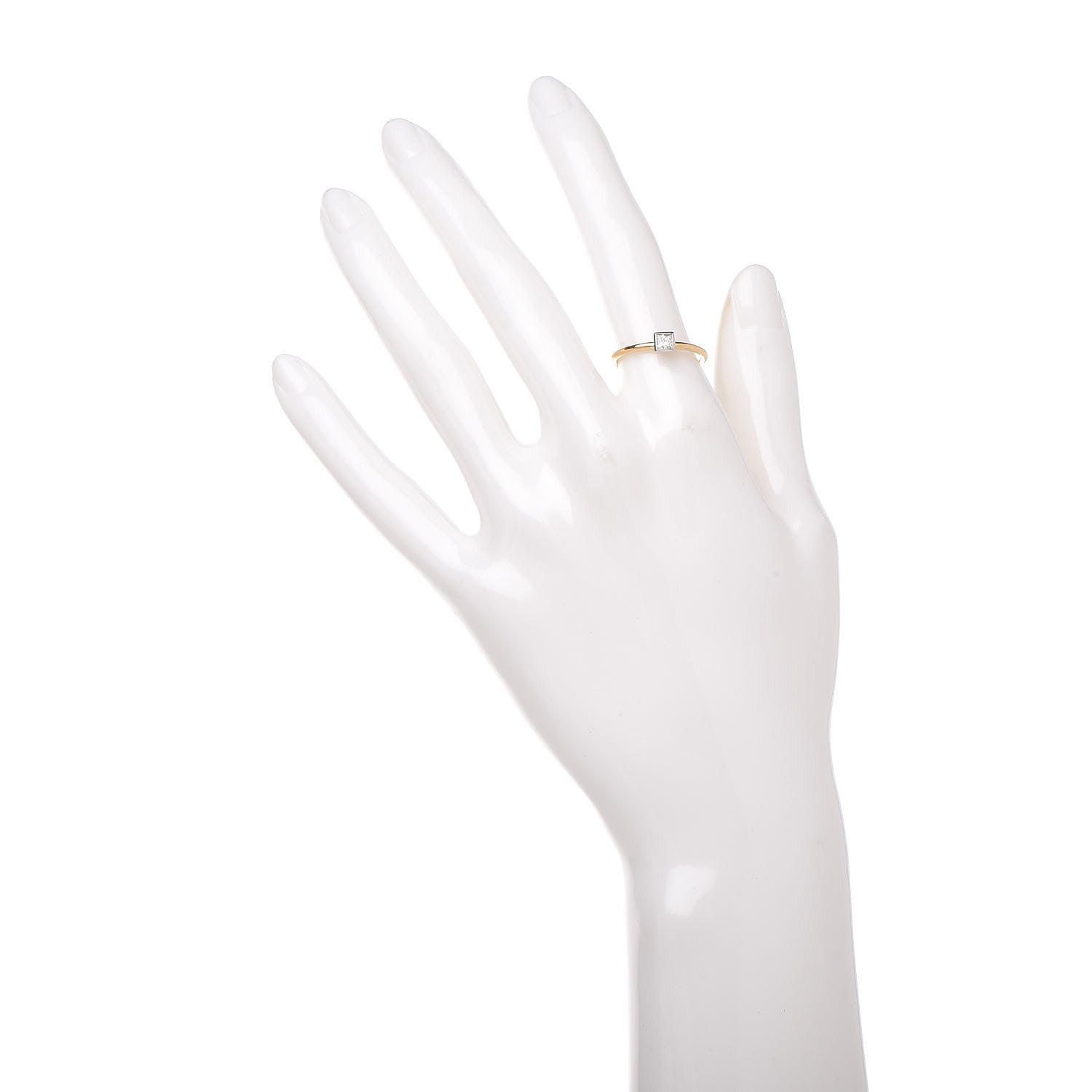 Tiffany 18K Yellow Gold Platinum Diamond .15ct Square Bezet Ring 52 6 2 of 5