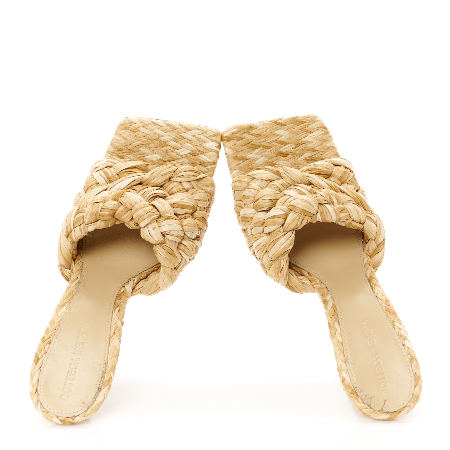 Raffia Twisted Intrecciato Stretch Mule Sandals 39 Macadamia