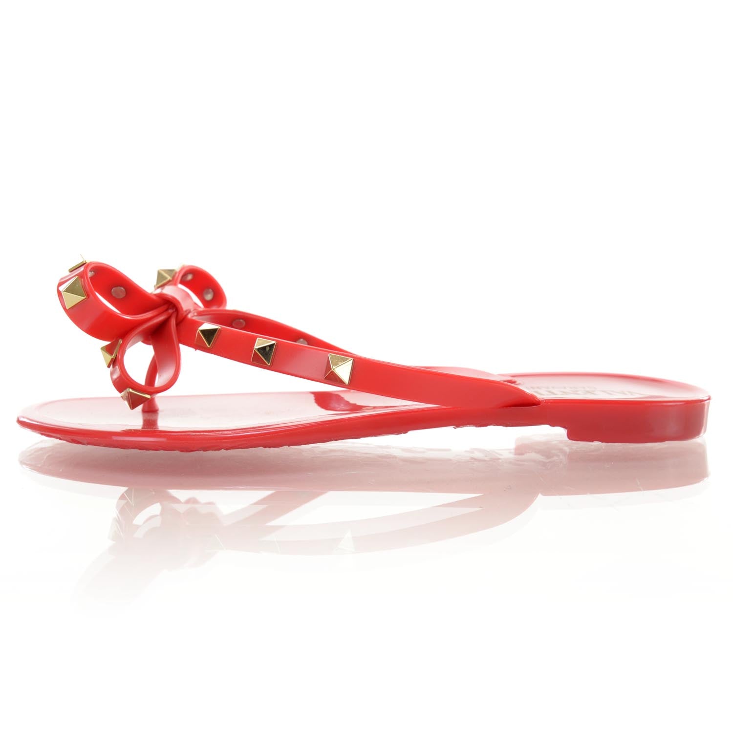 Valentino Garavani PVC Jelly Rockstud Bow Thong Sandals 36 Rosso Valentino 1 of 6