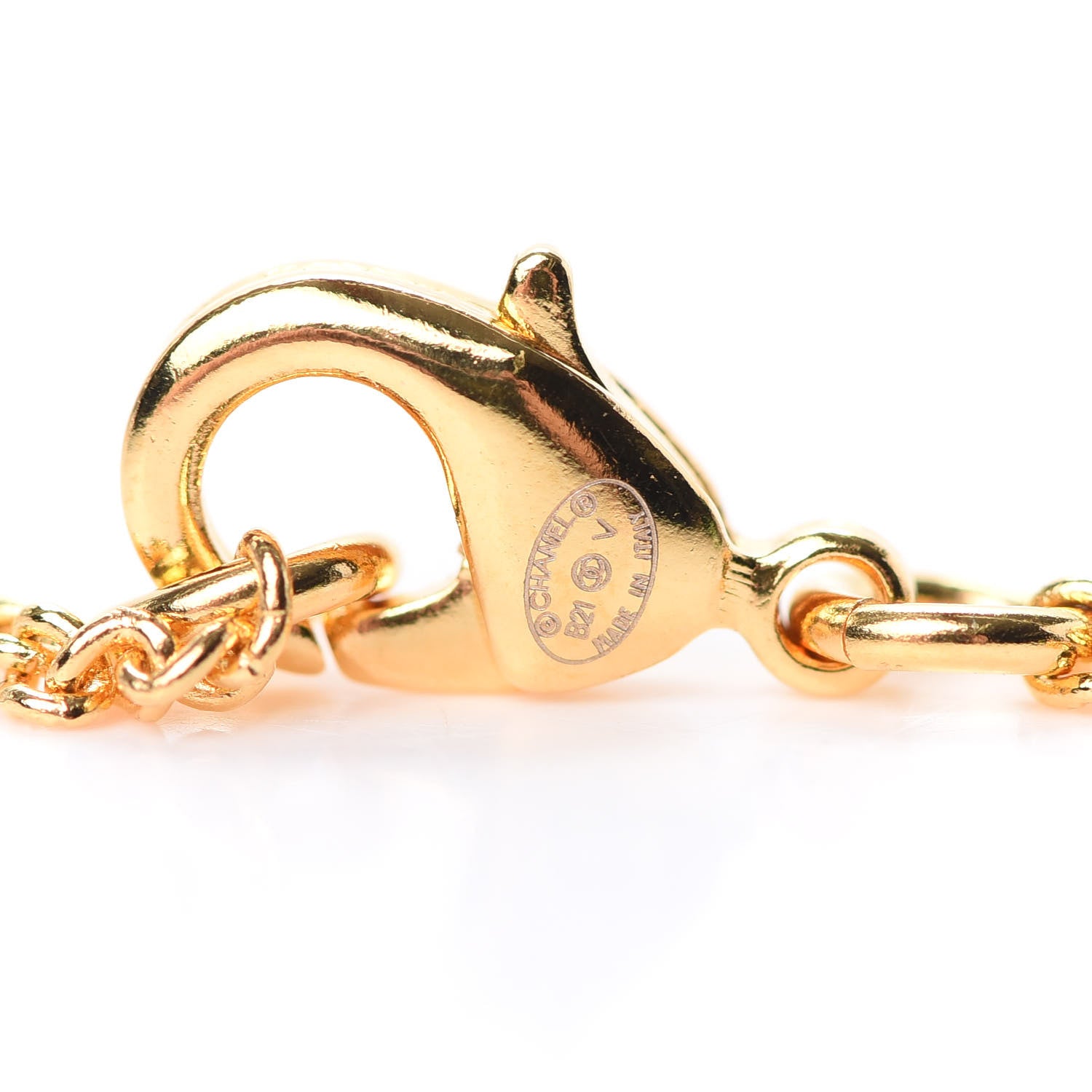Chanel Metal CC Paris Button Necklace Gold 4 of 5
