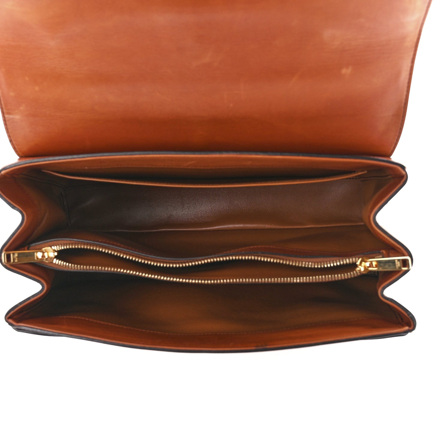 Satinated Calfskin Medium 16 Top Handle Bag Tan