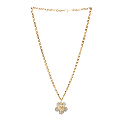 Chanel Crystal CC Flower Pendant Necklace Gold 3 of 6