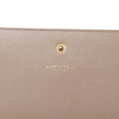Saint Laurent Grain De Poudre Monogram Chain Wallet Dark Beige 6 of 14