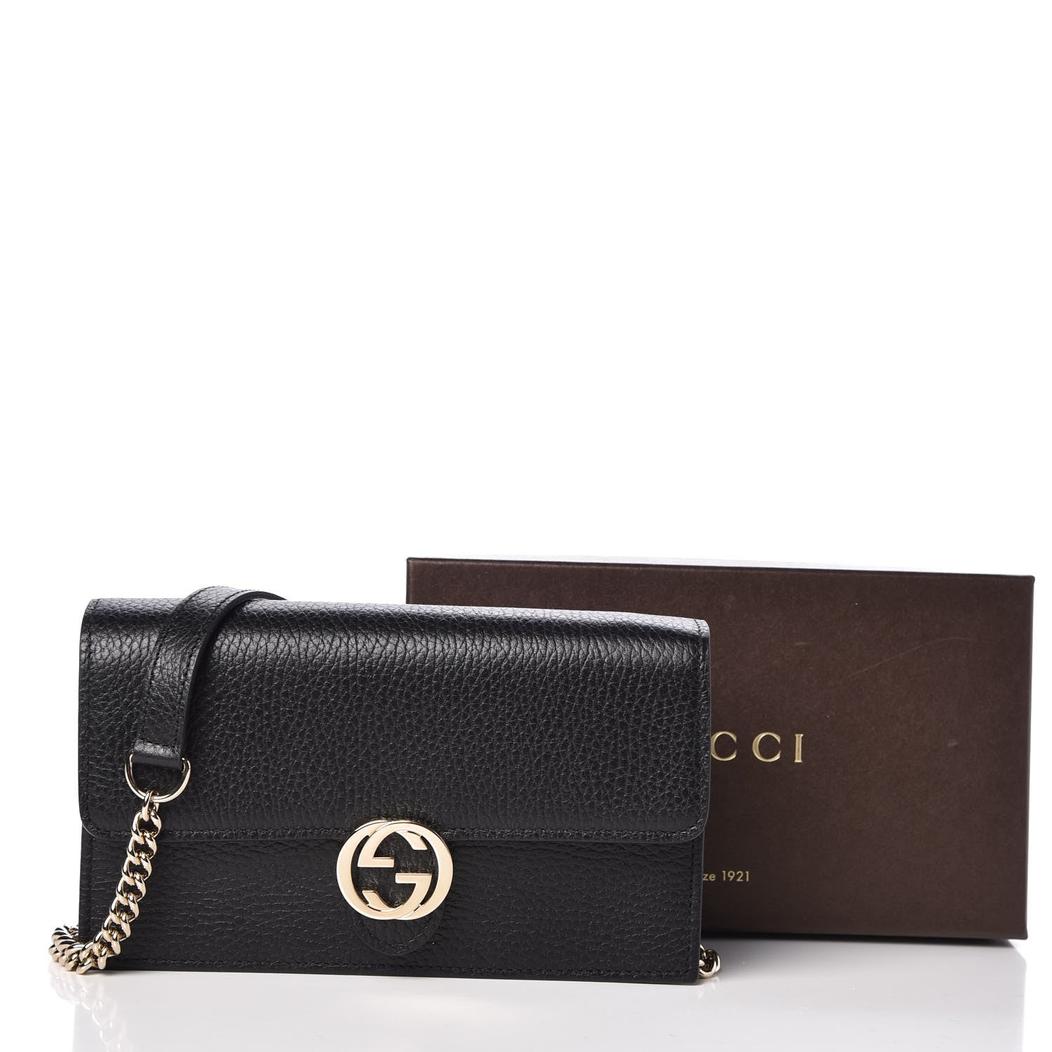 Gucci Dollar Calfskin Interlocking G Chain Wallet Black 8 of 8