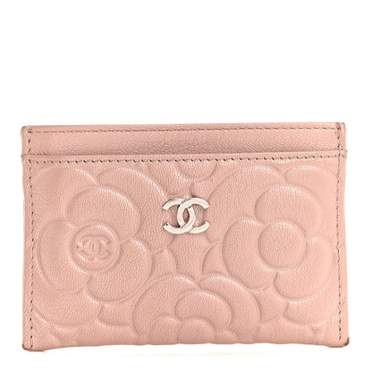 Chanel Goatskin Camellia Embossed Card Holder Light Pink 1 of 13