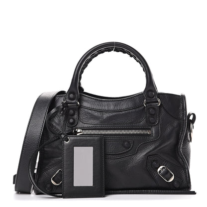Balenciaga Matte Goatskin Rubber Covered Classic Hardware Mini City Black 1 of 12