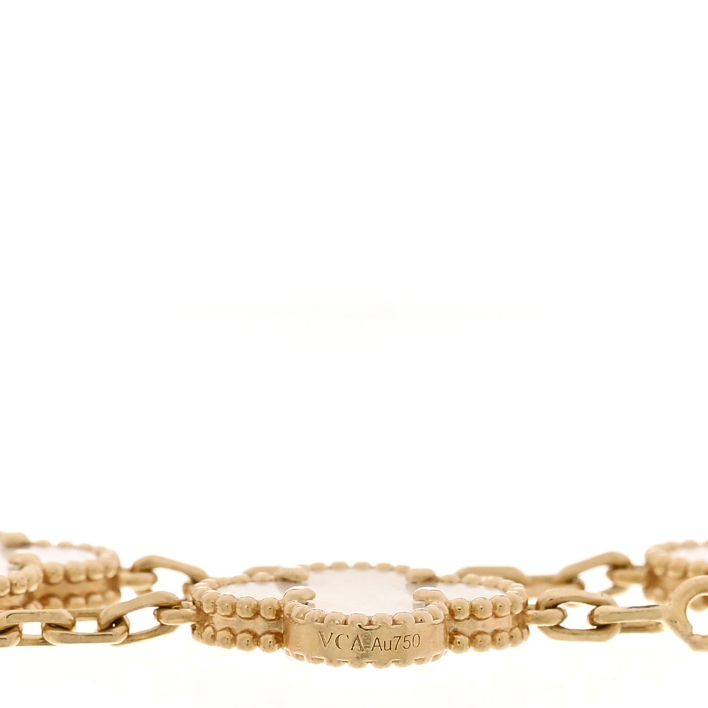 18K Yellow Gold Mother of Pearl 5 Motifs Vintage Alhambra Bracelet