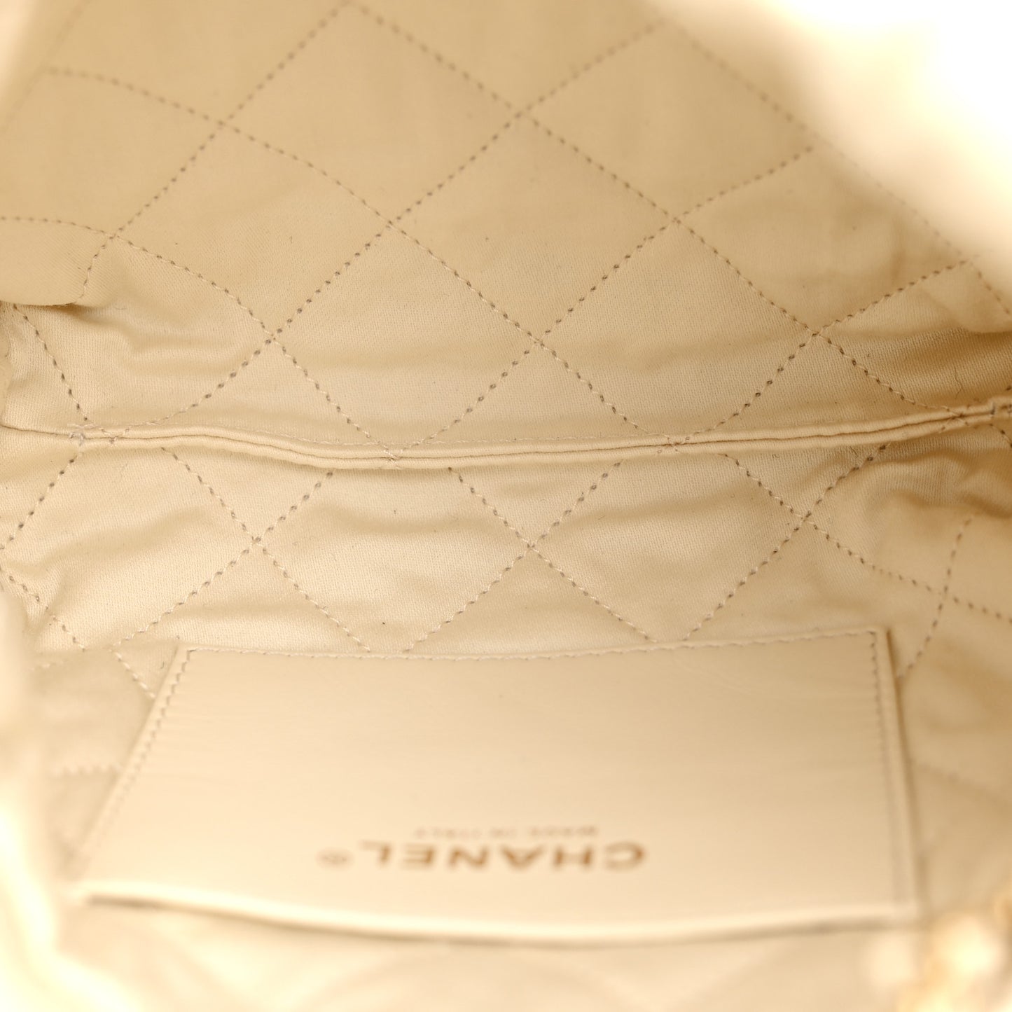 Shiny Calfskin Quilted Mini Chanel 22 Light Beige