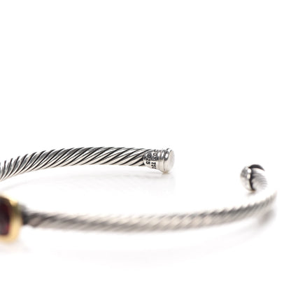 David Yurman Sterling Silver 18K Yellow Gold Garnet 4mm Noblesse Cable Bracelet 4 of 4