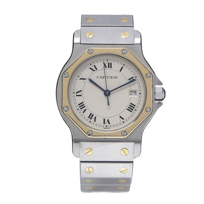 Cartier Stainless Steel 18K Yellow Gold 29mm Santos Octagon Quartz Watch 1 of 5
