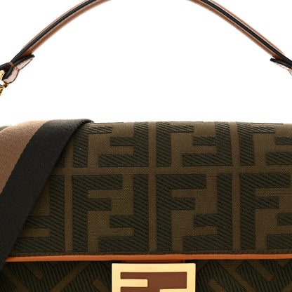 Fendi Canvas Vitello King FF Embroidered Baguette Amazzonia Cuoio 7 of 10