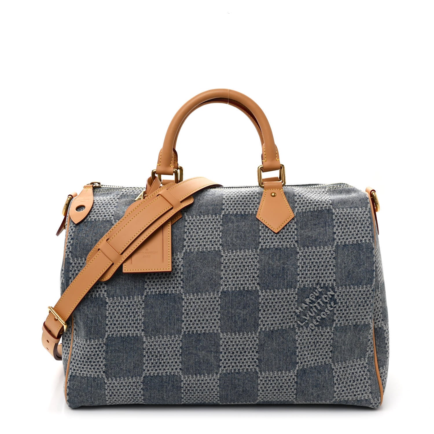 Louis Vuitton Damier Denim 3D Speedy Bandouliere 40 Bleu 1 of 9