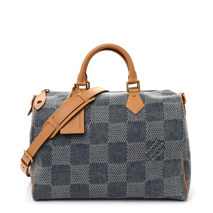 Louis Vuitton Damier Denim 3D Speedy Bandouliere 40 Bleu 1 of 9